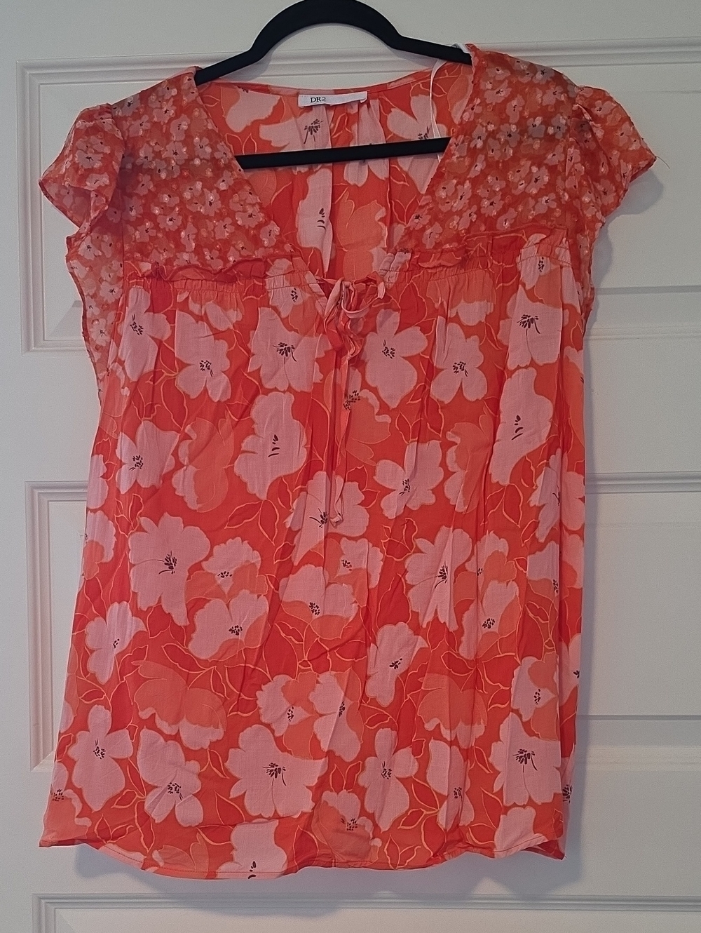 DR2 Floral Blouse in Orange & Pink XL
